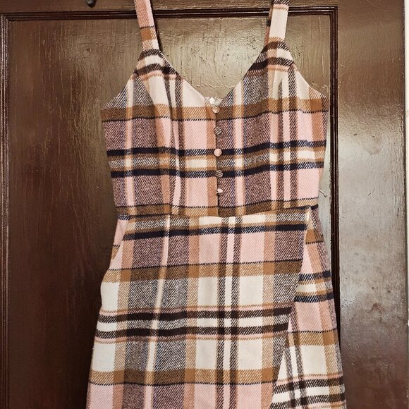 Lulus Women's Skort Order Pink and Cream Plaid Sleeveless Romper (S) - Picture 5 of 12